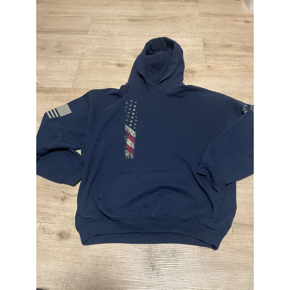 Grunt Style‎ Mens Navy Blue Vertical Flag Hoodie Sweatshirt Large GS 1776